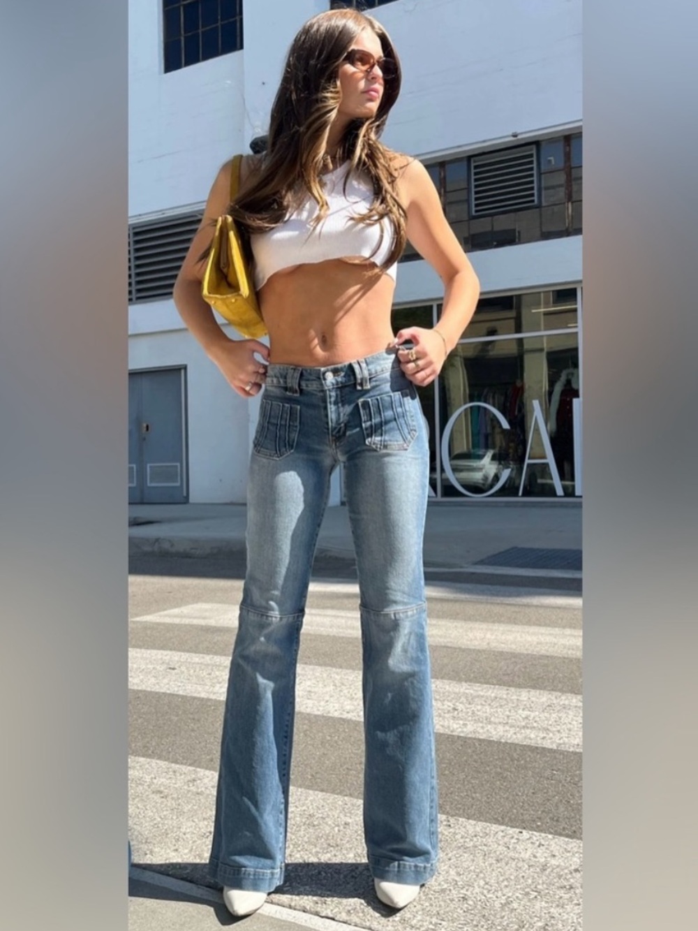 REVICE Light Blue High-Rise Flare Jeans